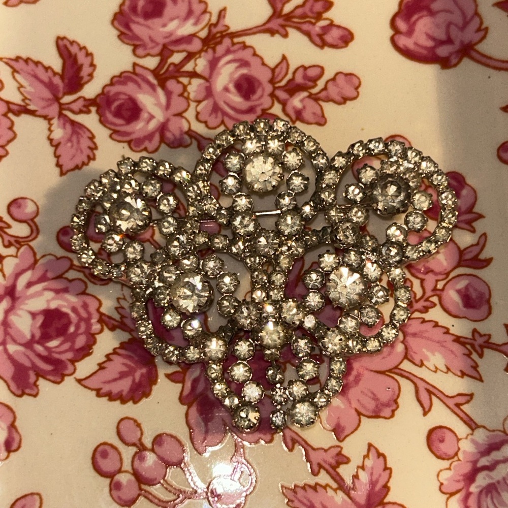 Elegant Silver Crystal Brooch